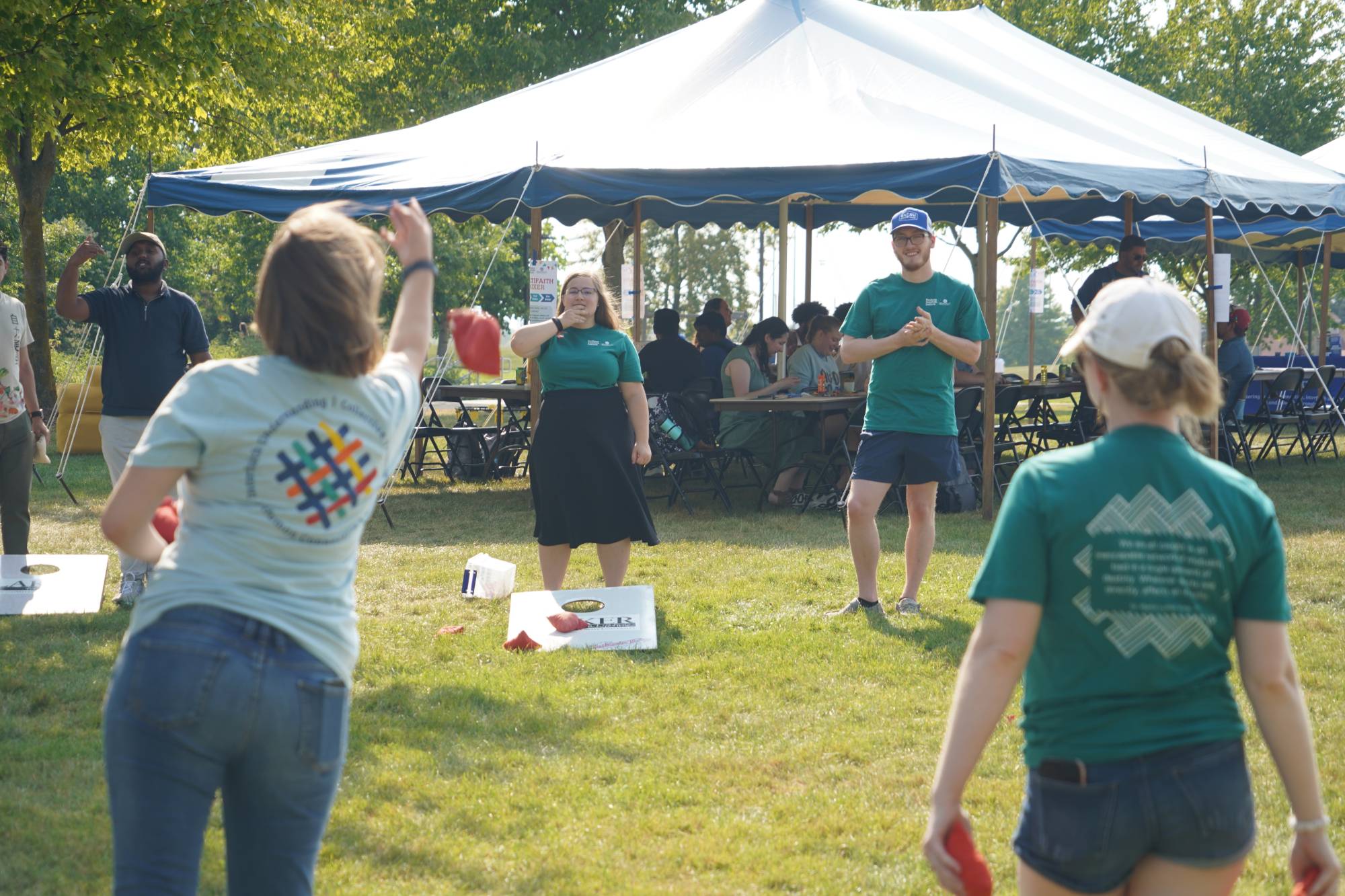 Cornhole on the lawn